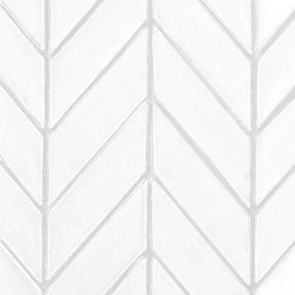 Snow White Glossy Chevron Ceramic Tile 2" x 6"