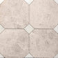 Monarch Octagon Checkerboard Tile in Snow White & Silver Clouds Tumbled Marble 16" x 16"