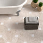 Bathroom with beige tiled checkerboard floor
