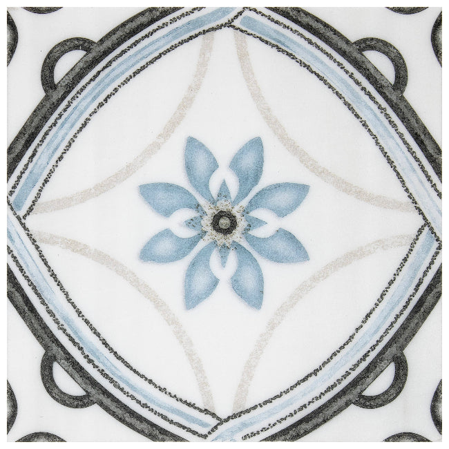 Soren in Midnight Marble Tile 6" x 6"