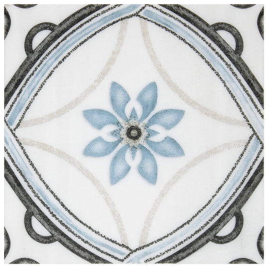 Soren in Midnight Marble Tile 6" x 6"