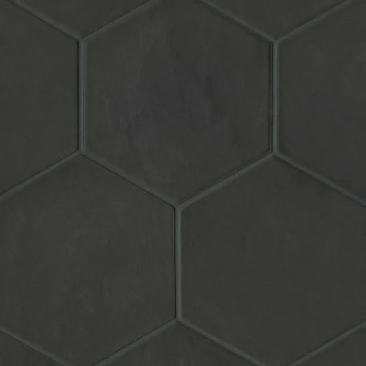 Spectrus Hexagon Matte Tile in Black 8.5" x 10"