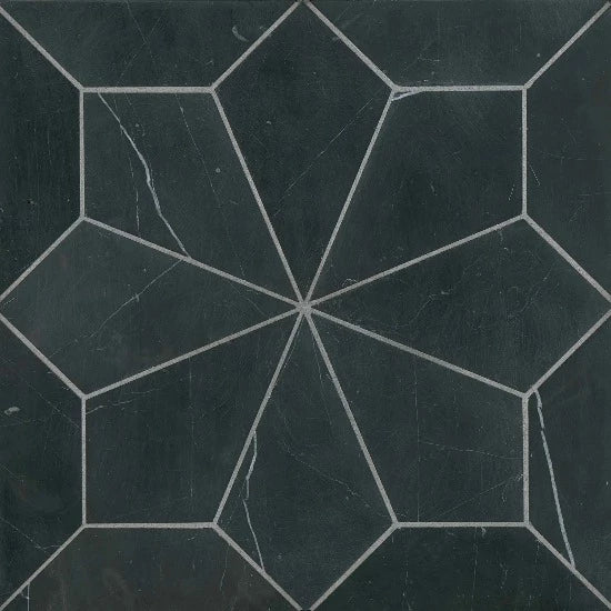 Star Honed Marble Mosaic Tile in Marquina