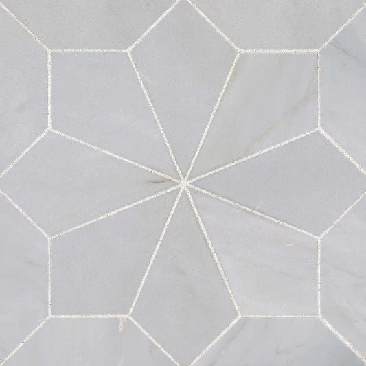 Star Honed Marble Mosaic Tile in Bardiglio