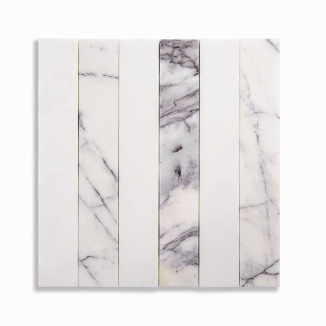 Strata Striped Marble Mosaic in Lilac & Thassos