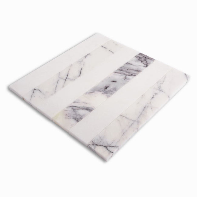 Strata Striped Marble Mosaic in Lilac & Thassos