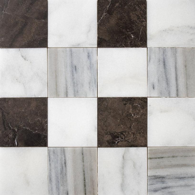 Soho Patchwork Marble Mosaic in Striato Zeus & Biarritz & Terra di Cacao 4