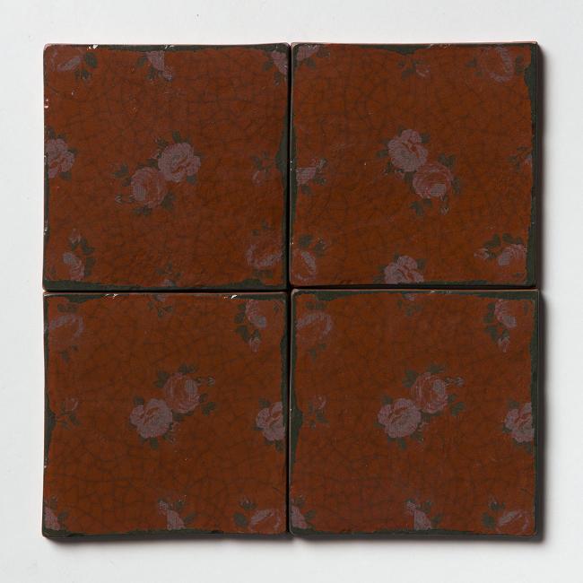 Selina Terracotta Glossy Tile in Sunset Clay 6" x 6"