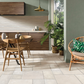 Modern kitchen with beige porcelain wall tiles and floor tiles