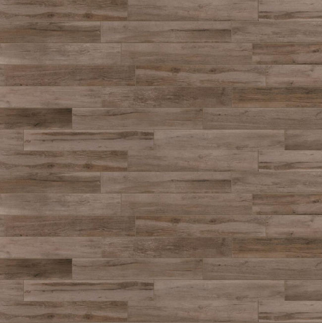 Wood look porcelain tile in brown