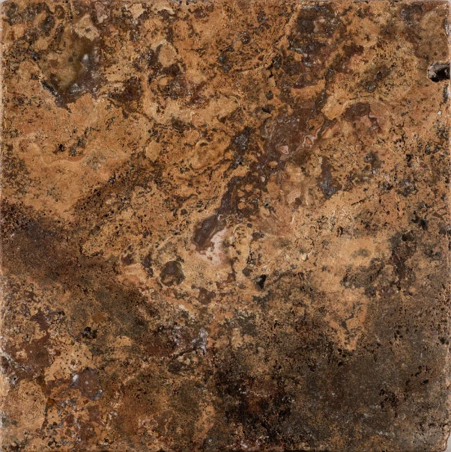 Artistic Tile Sunrise Red Travertine Tile Tumbled 8" x 8" x 3/8" Stone