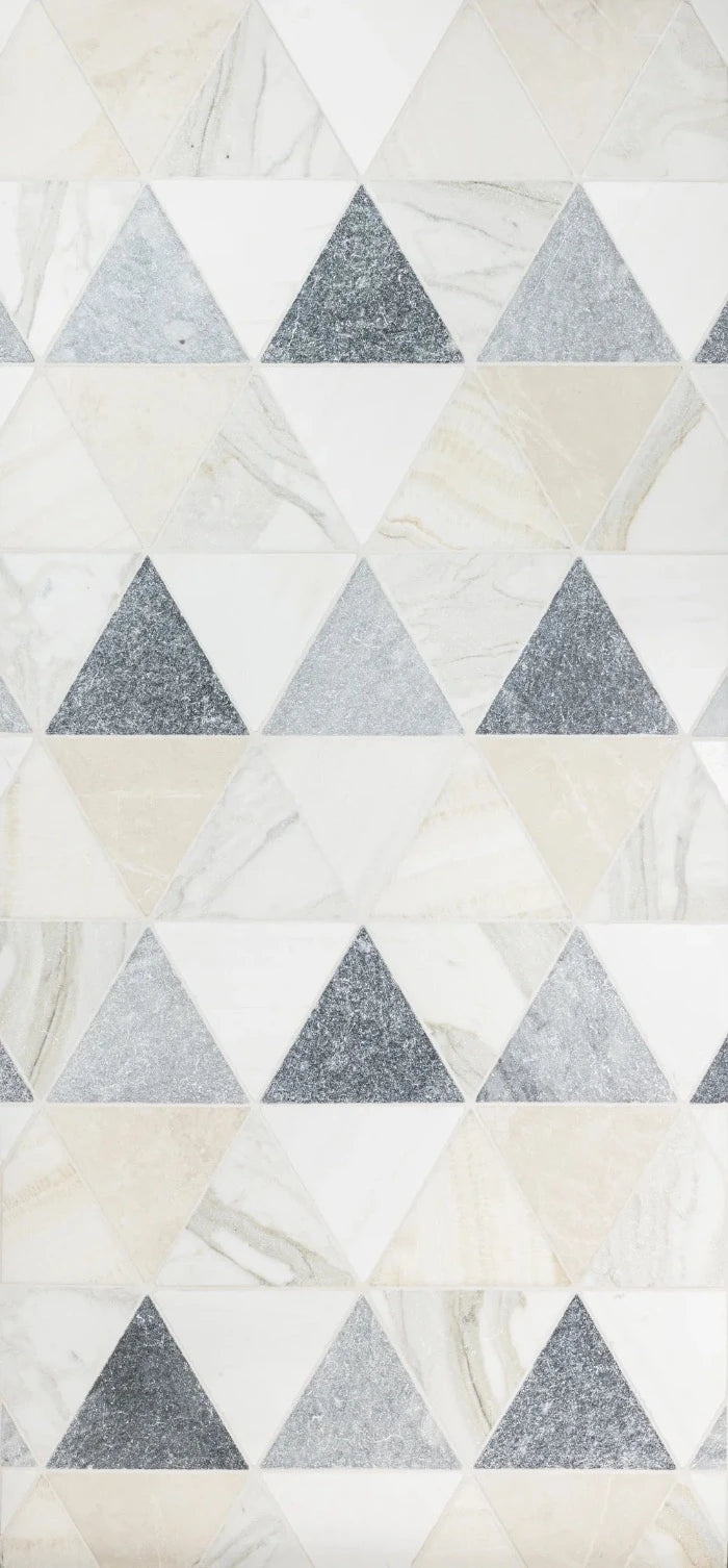 Artistic Tile Tumbled Triangle Afyon Grey Marble Tile