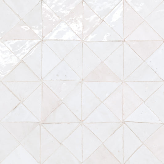 Tunis Triangle Zellige Tile Glossy in White