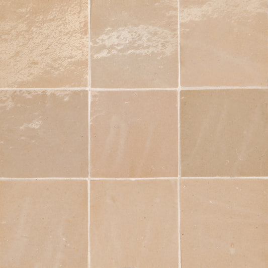 Tunis Zellige Tile Glossy in Ivory 4" x 4"