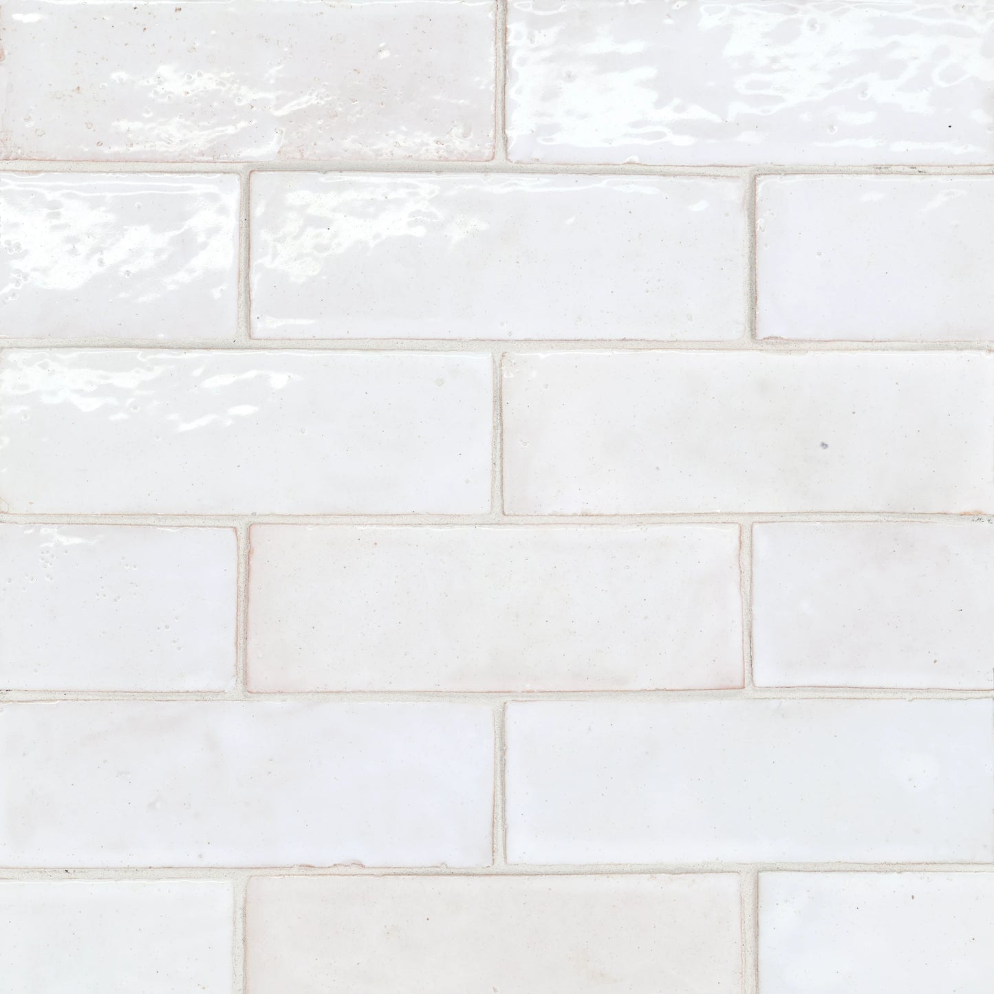 Tunis Zellige Tile Glossy in White 2" x 6"