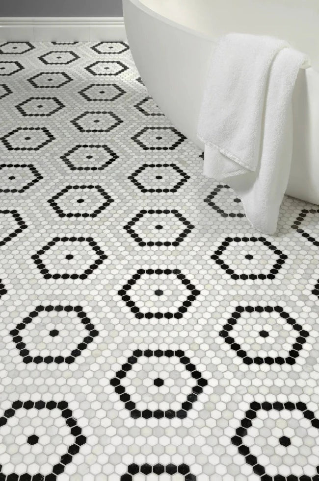 Artistic Tile Riverside Drive Hex White Mosaic Marble And Tile Usa