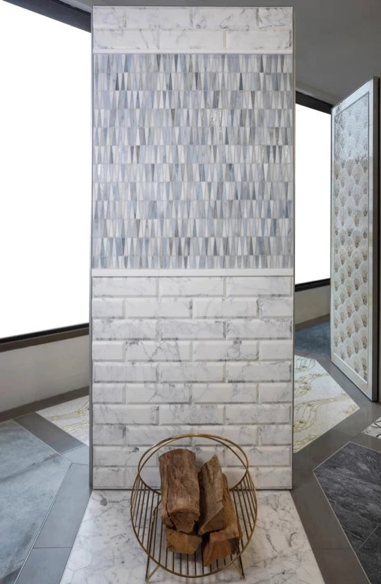 Artistic Tile Piqué Bevel Arabescato Marble Field Dimensional Tile