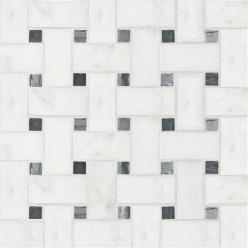 Artistic Tile Bianco Carrara & Bardiglio Mosaic Polished