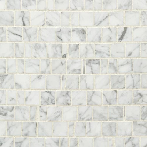 Artistic Tile Bianco Carrara Marble Mosaic Broken Joint 3.0cm Polished