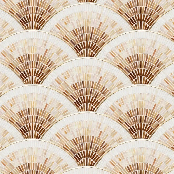 Artistic Tile Fan Club Cream Ombre With Brass Mosaic