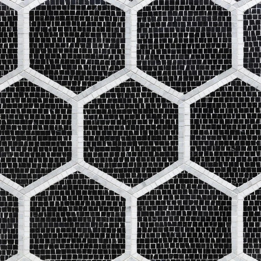 Artistic Tile Hudson Hex Black Mosaic Honed Stone