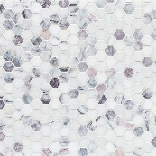 Artistic Tile Hexagon Lilac Marble Mosaic Honed