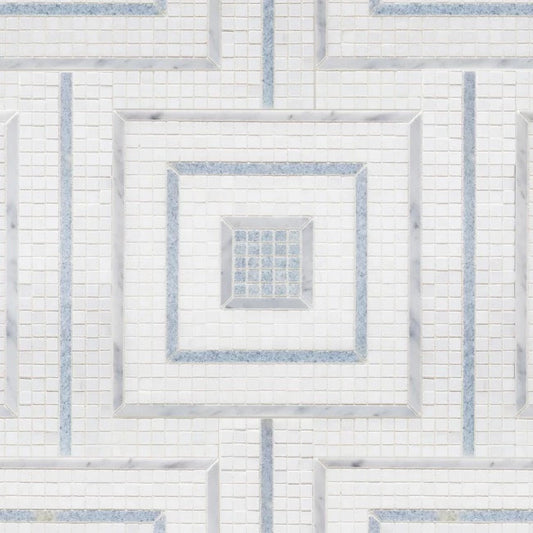 Artistic Tile Morningside Heights Square Blue Mosaic Polished Stone 1.0cm