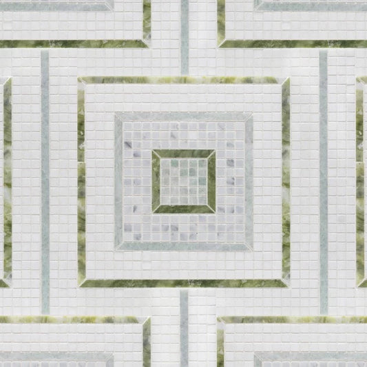 Artistic Tile Morningside Heights Square Green Mosaic Polished Stone 1.0cm