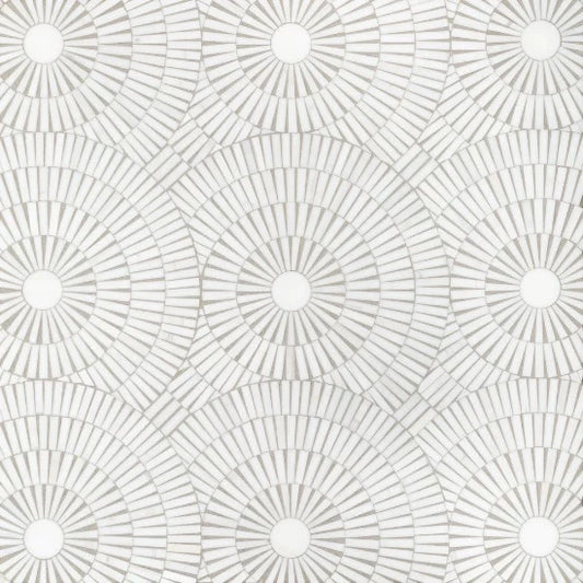 Artistic Tile Motor City Circles Bianco Dolomiti Dolomite Mosaic