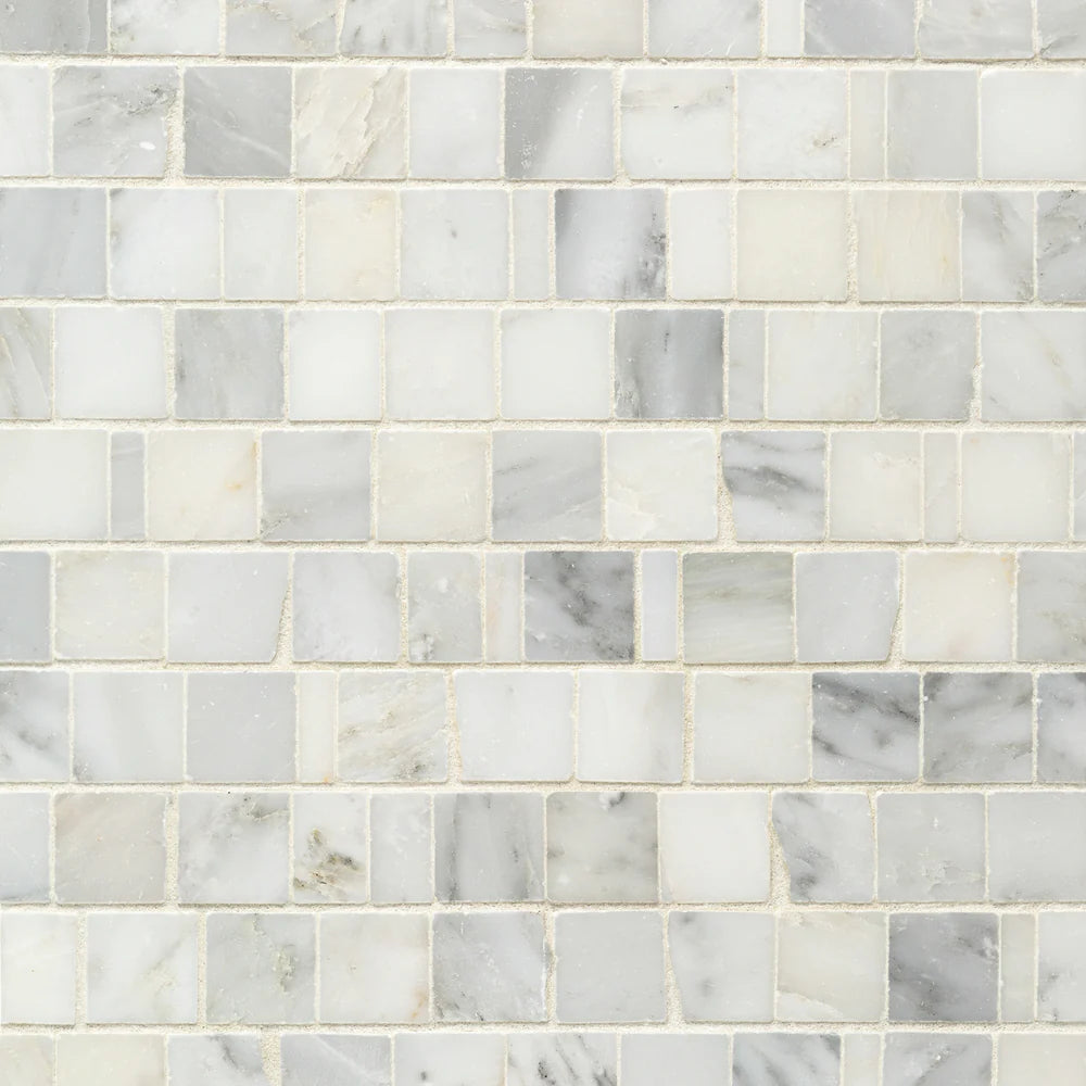 Artistic Tile Pacific White Marble Mosaic Broken Joint Polished