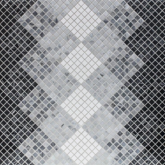 Artistic Tile Quadro Black & White Mosaic Polished Stone Straight Joint 1.5cm