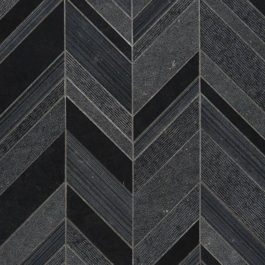 Artistic Tile Chevron Textura Nero Italia Limestone Mosaic