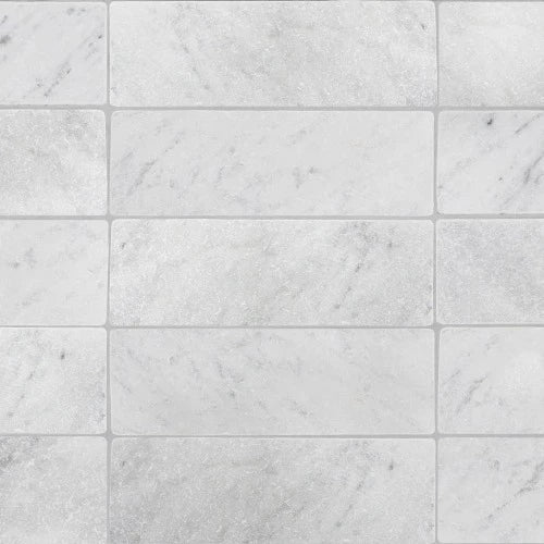 Artistic Tile Bianco Carrara Marble Field Tile 4" X 12" Tumbled