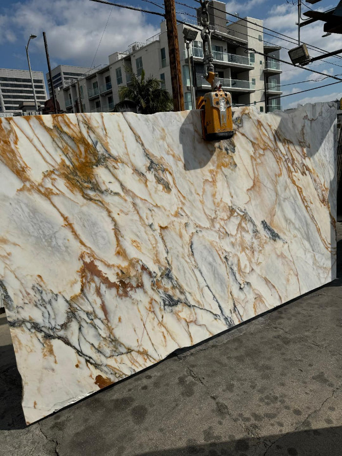 Calacatta Alba Dorato Polished Marble Slab