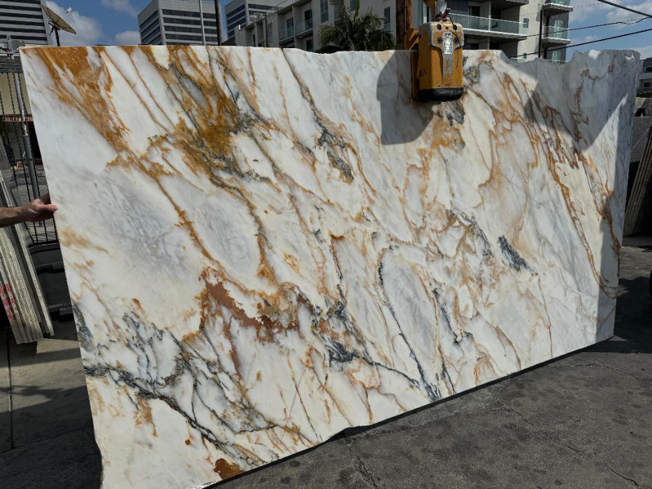 Calacatta Alba Dorato Polished Marble Slab