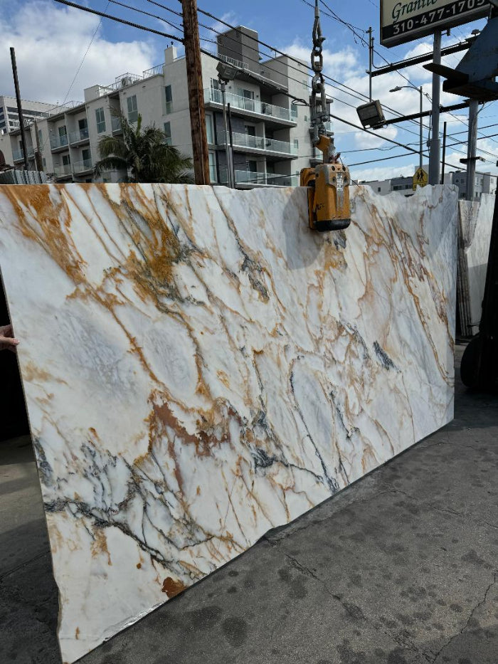 Calacatta Alba Dorato Polished Marble Slab