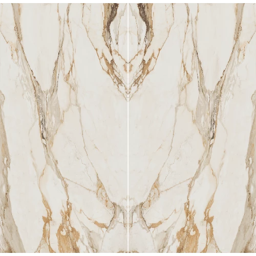 Bookmatched Calacatta Borghini stone- look porcelain slab 