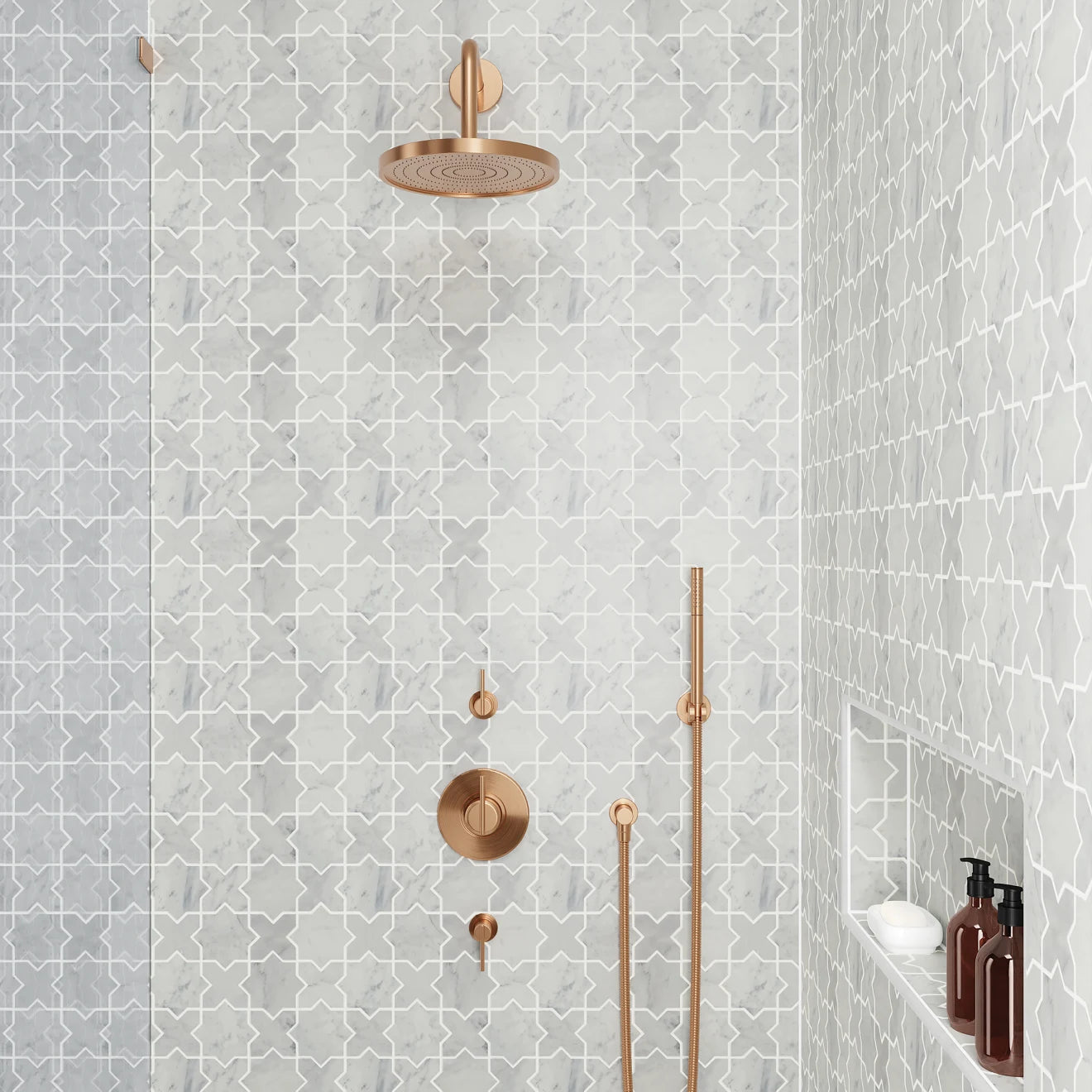 Renoir Honed Marble Cross Star Mosaic – Marble and Tile USA