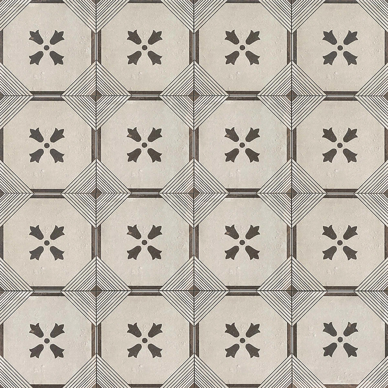 Mission Tulipan Graphite Porcelain Decorative Tile 12" x 12"