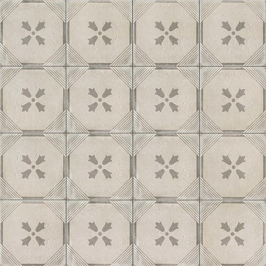 Mission Tulipan Grey Porcelain Decorative Tile 12" x 12"