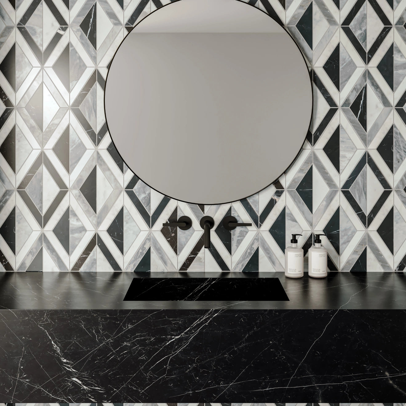 Modmo Argento Honed Marble Mosaic Tile