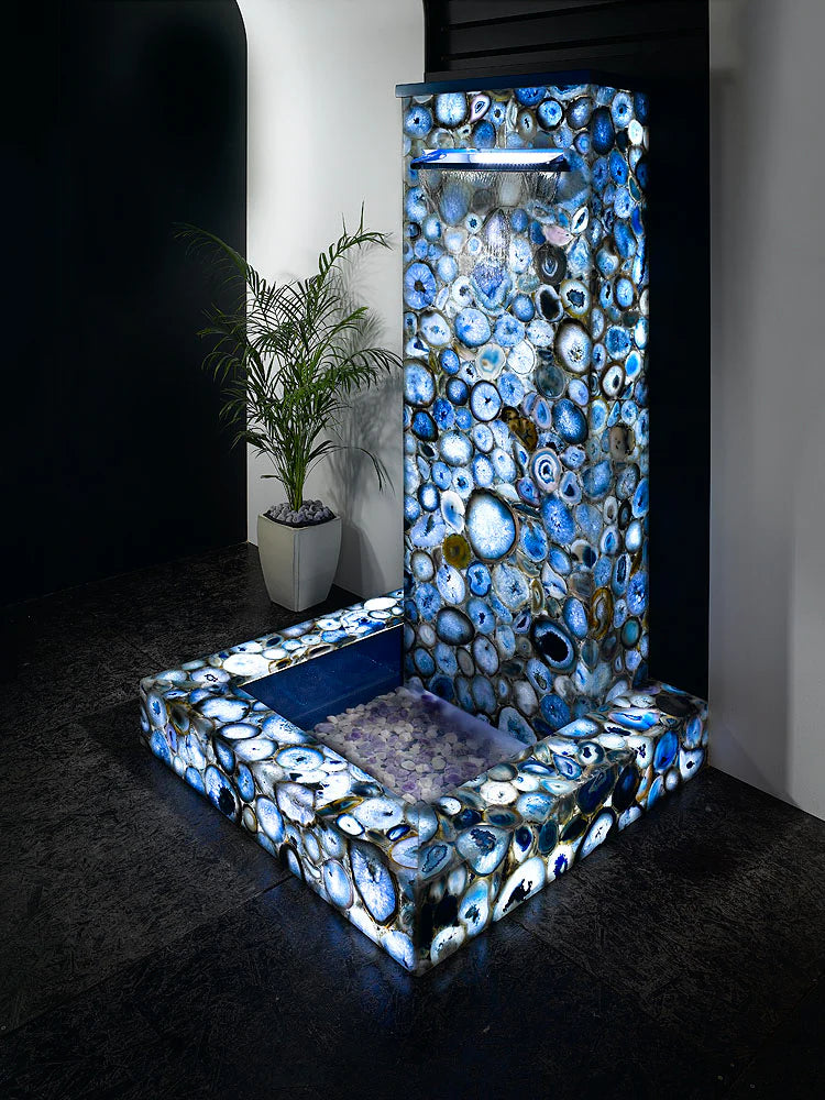 Artistic Tile Gemstone Blue Agate Semi Precious Slab 3 4