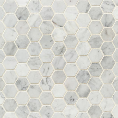 Artistic Tile Hexagon Bianco Carrara Marble Mosaic 3.0cm