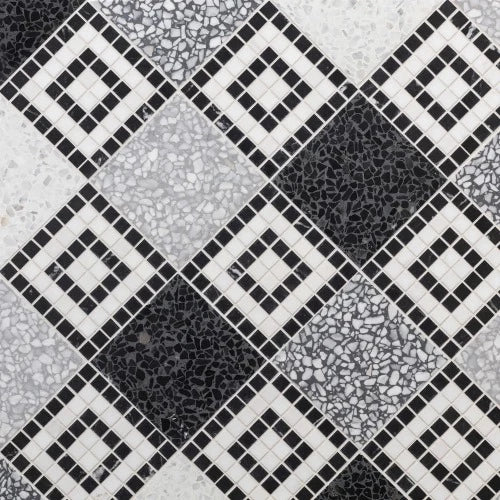 Artistic Tile Cosmati Checkerboard Mosaic Stone